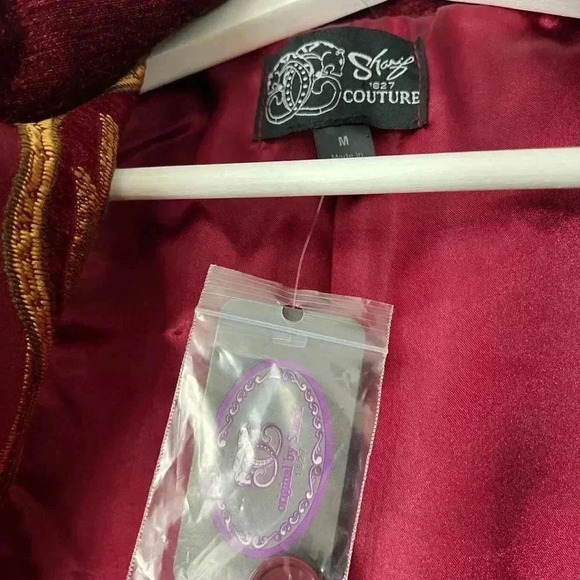 NWT Sharif 1827 Couture Red & Gold Brocade Jacket - Size M coat christmas - Picture 11 of 14